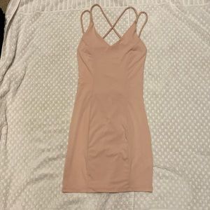 Blush pink strappy back dress
